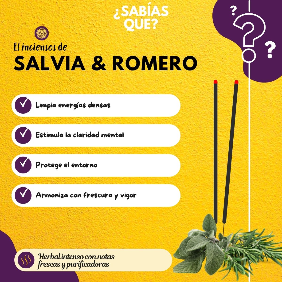 Incienso Natural Salvia Blanca + Romero - Mystic Spirits