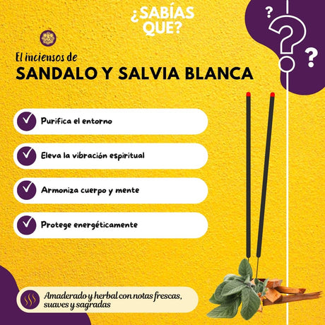 Incienso Sandalwood y Salvia Blanca Jardin - Goloka