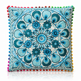 Cojin Boho Celeste Cuadrado Chico