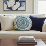 Cojin Boho Azul Redondo Chico