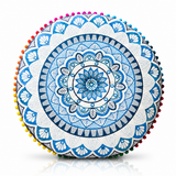 Cojin Boho Azul Redondo Mediano
