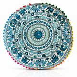 Cojin Boho Celeste Redondo Mediano