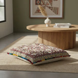 Cojin Boho Burdeo Cuadrado Grande