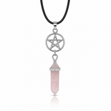 Colgante Estrella de Punta Cuarzo Rosa