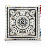 Cojin Boho Gris Cuadrado Grande