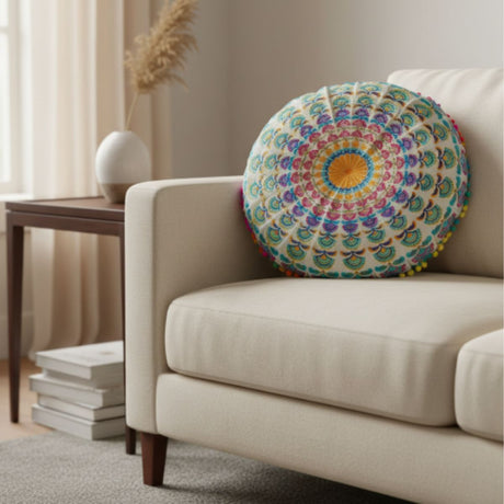 Cojin Multicolor Indio Redondo Mediano
