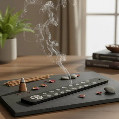 Tabla Porta Incienso Madera Árbol de la Vida Negro