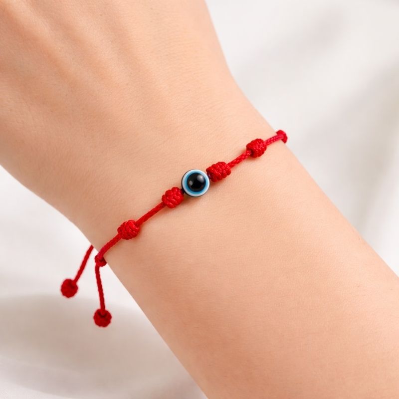 Pulsera Hilo Rojo 7 Nudos con Ojo Protector
