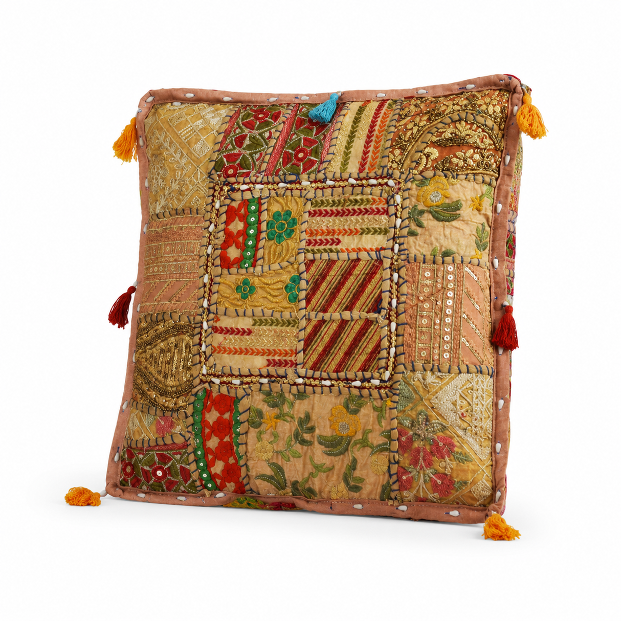 Cojin Patchwork Beige Cuadrado Chico