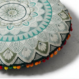 Cojin Boho Verde Redondo Grande