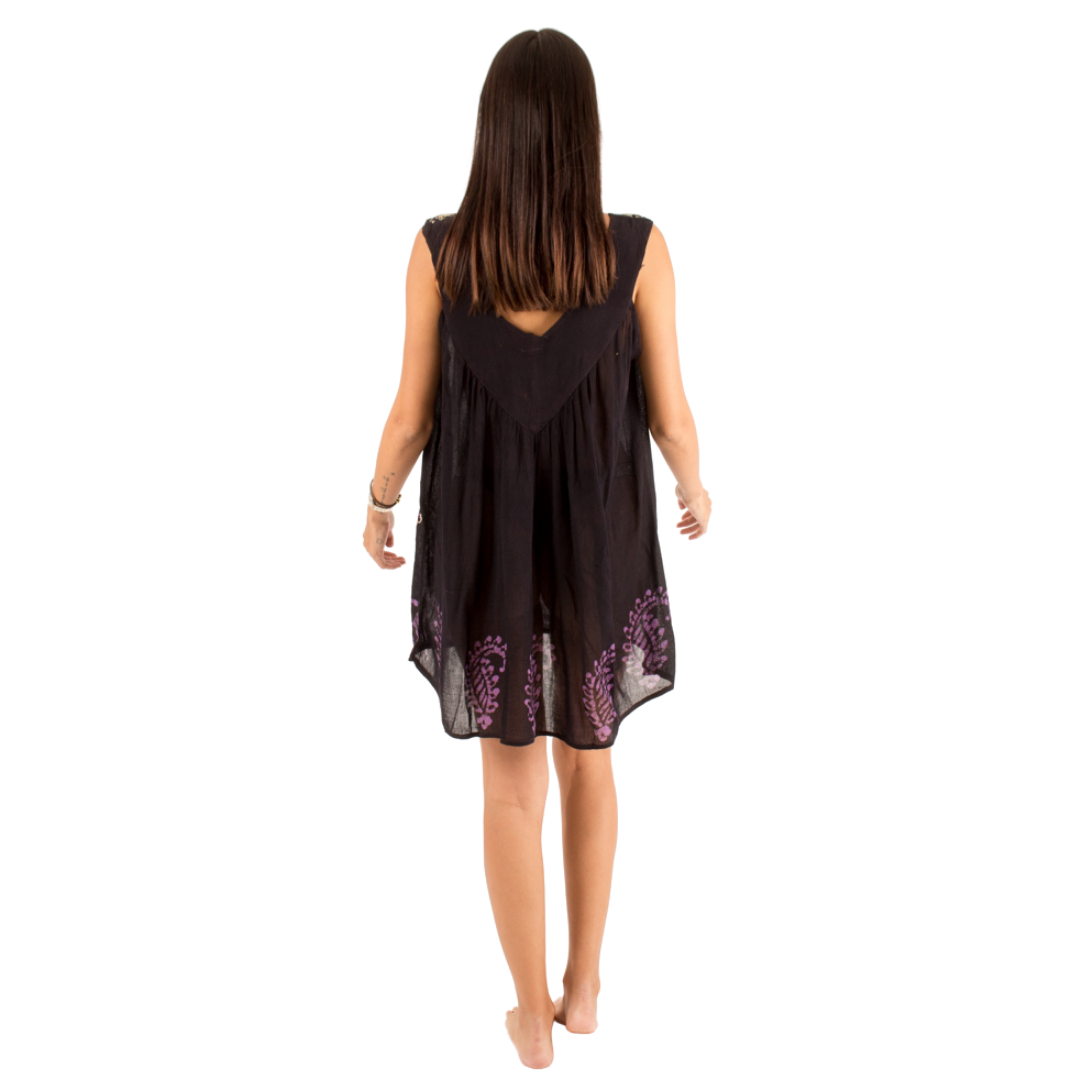 Blusa/Vestido Devu Negro con Morado