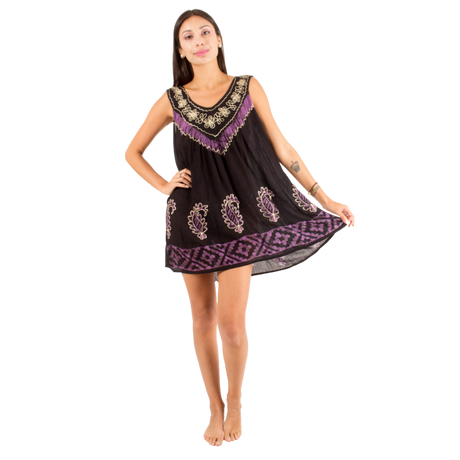 Blusa/Vestido Devu Negro con Morado