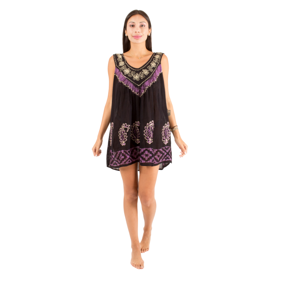 Blusa/Vestido Devu Negro con Morado