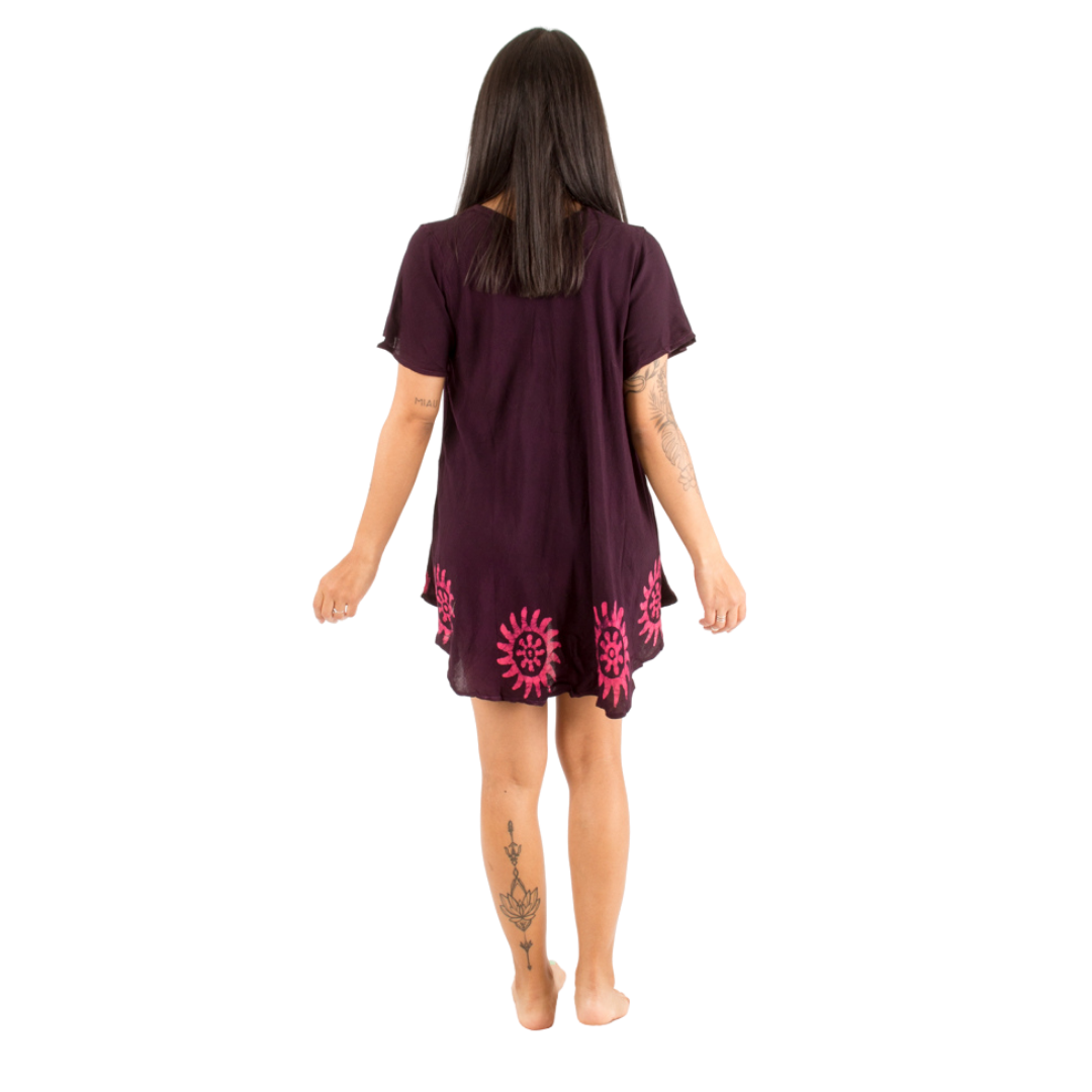 Blusa/Vestido Deepti Morado con Rosado