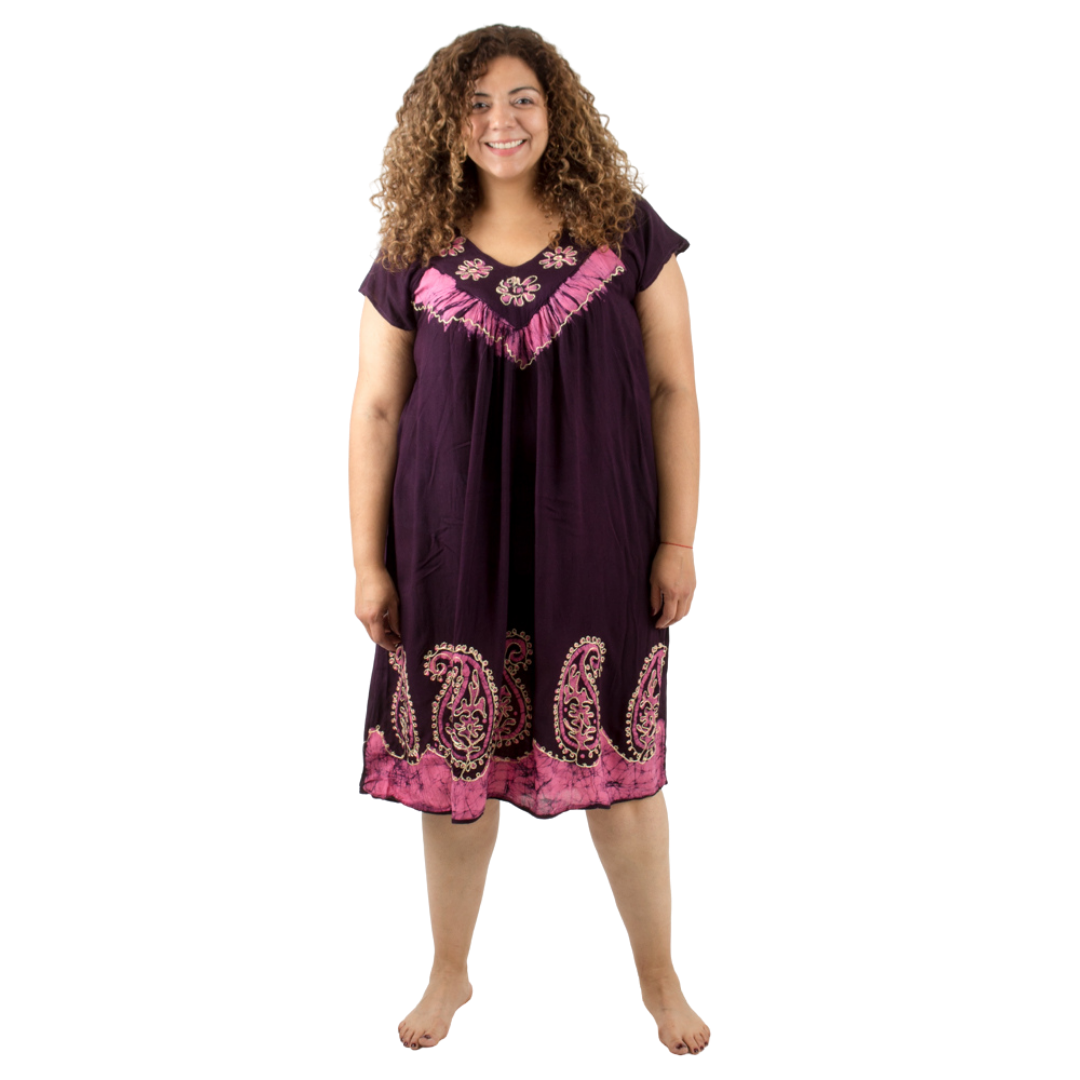 Vestido Dinu Morado con Rosado