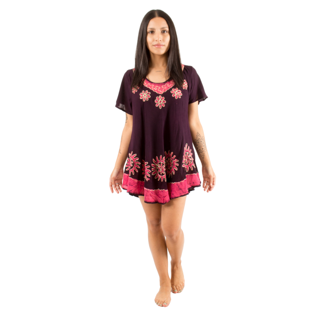 Blusa/Vestido Deepti Morado con Rosado