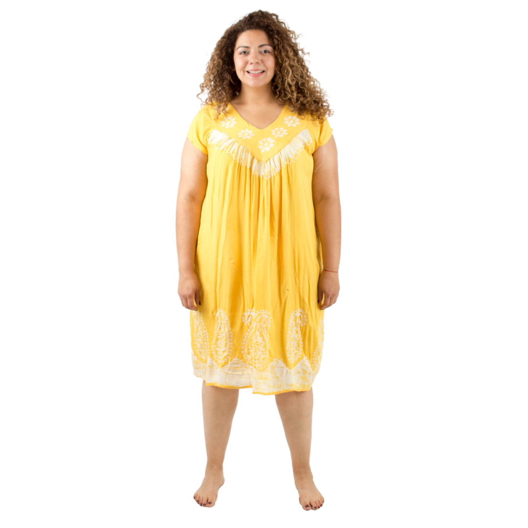 Vestido Dinu Amarillo con Blanco