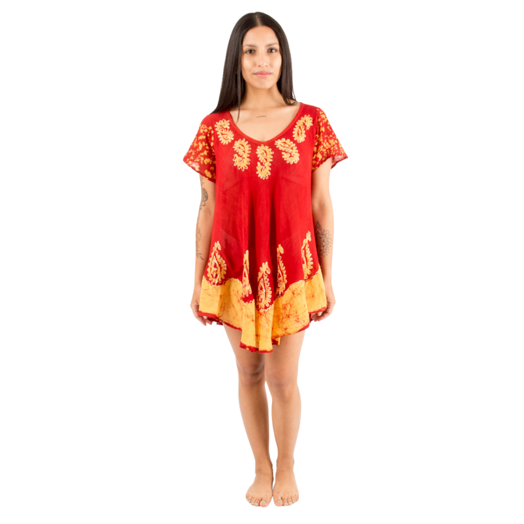 Blusa/Vestido  Devamati Rojo con Amarillo