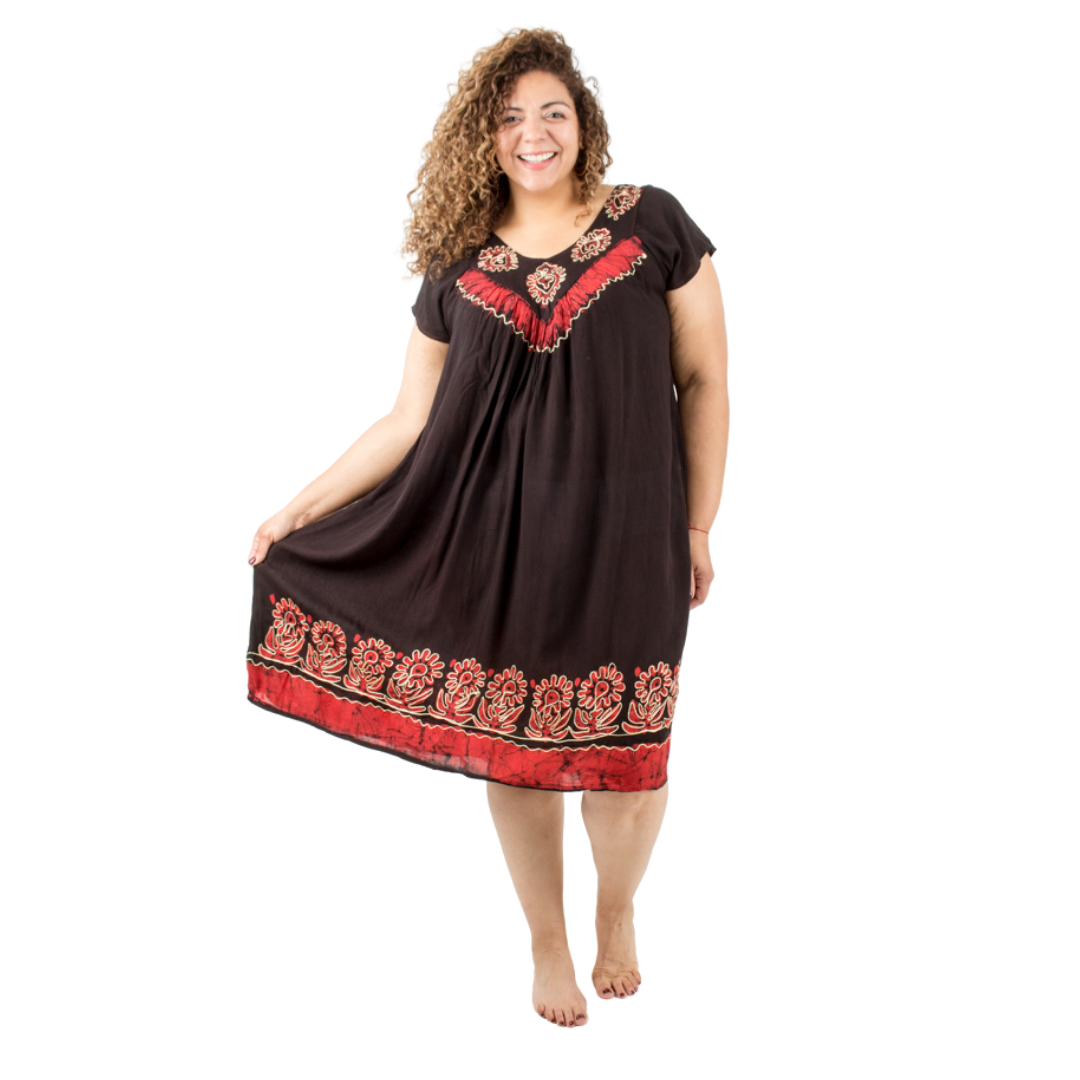 Vestido Dinu Negro con Rojo