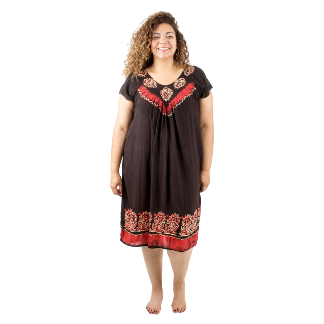 Vestido Dinu Negro con Rojo