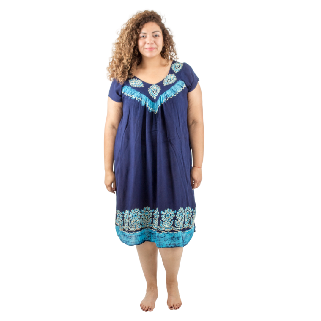 Vestido Dinu Azul Marino con Celeste