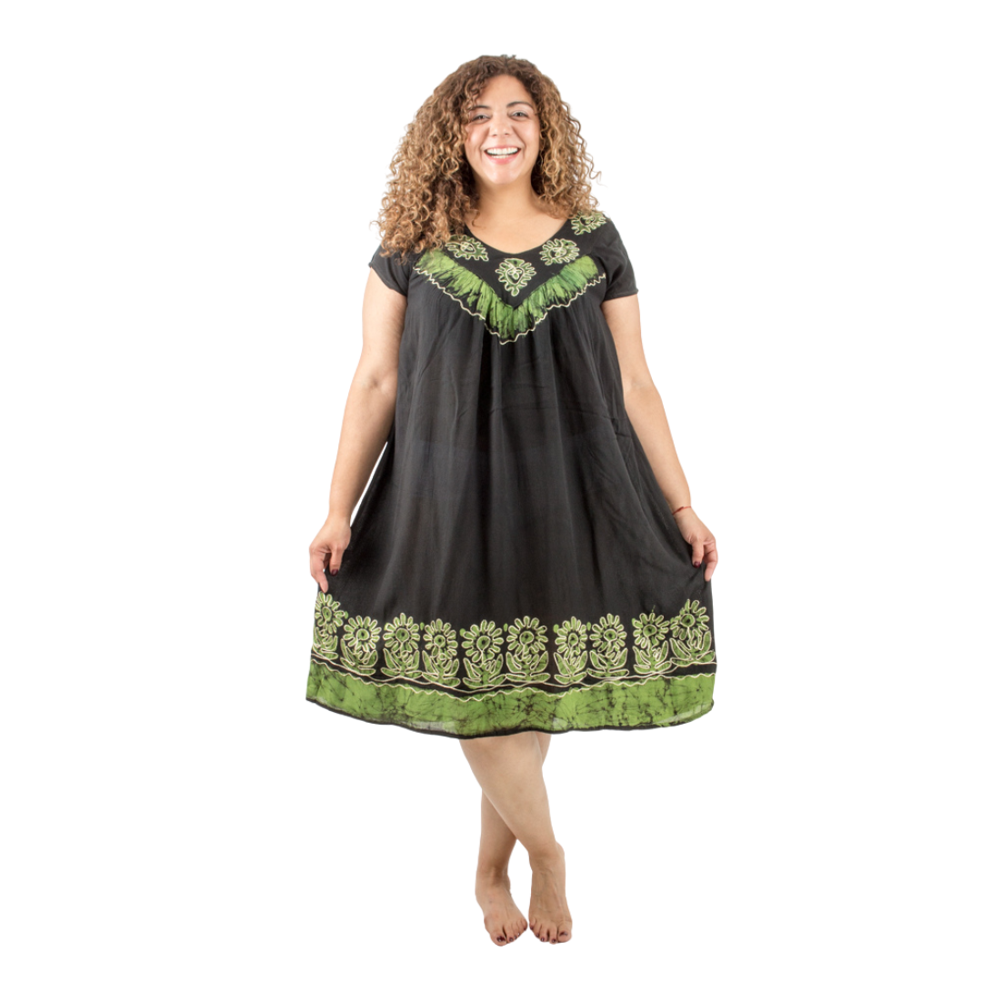 Vestido Dinu Negro con Verde