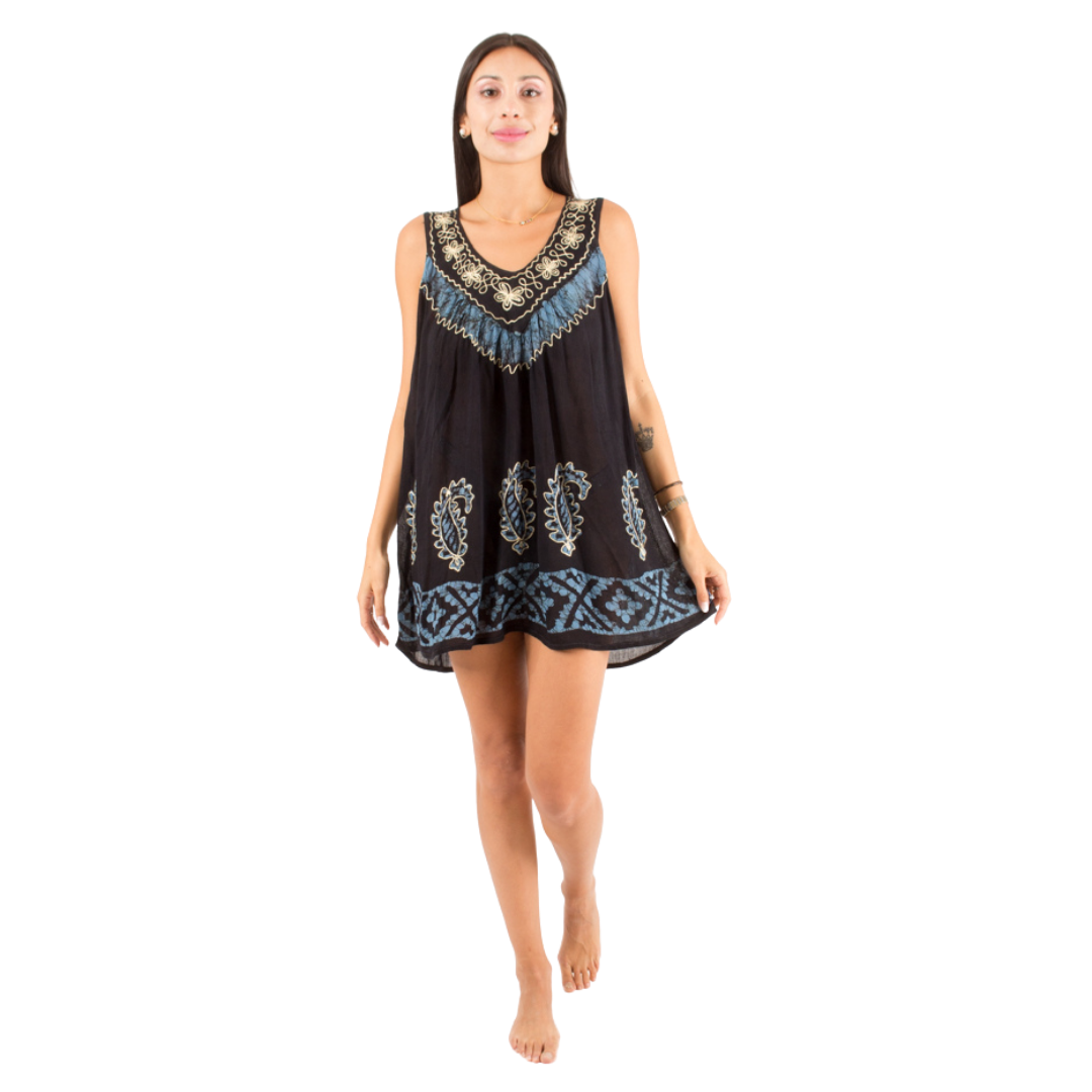 Blusa/Vestido Devu Negro con Azul