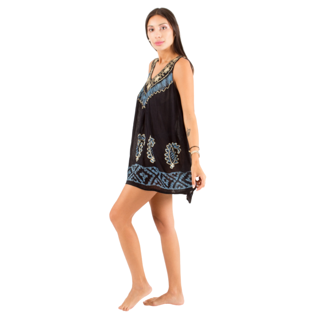 Blusa/Vestido Devu Negro con Azul