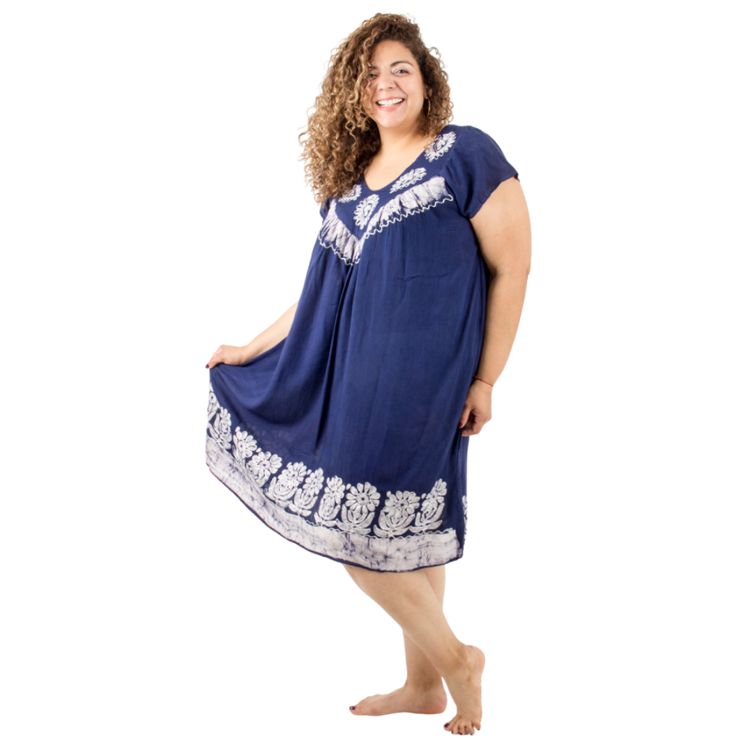 Vestido Dinu Azul Marino con Blanco