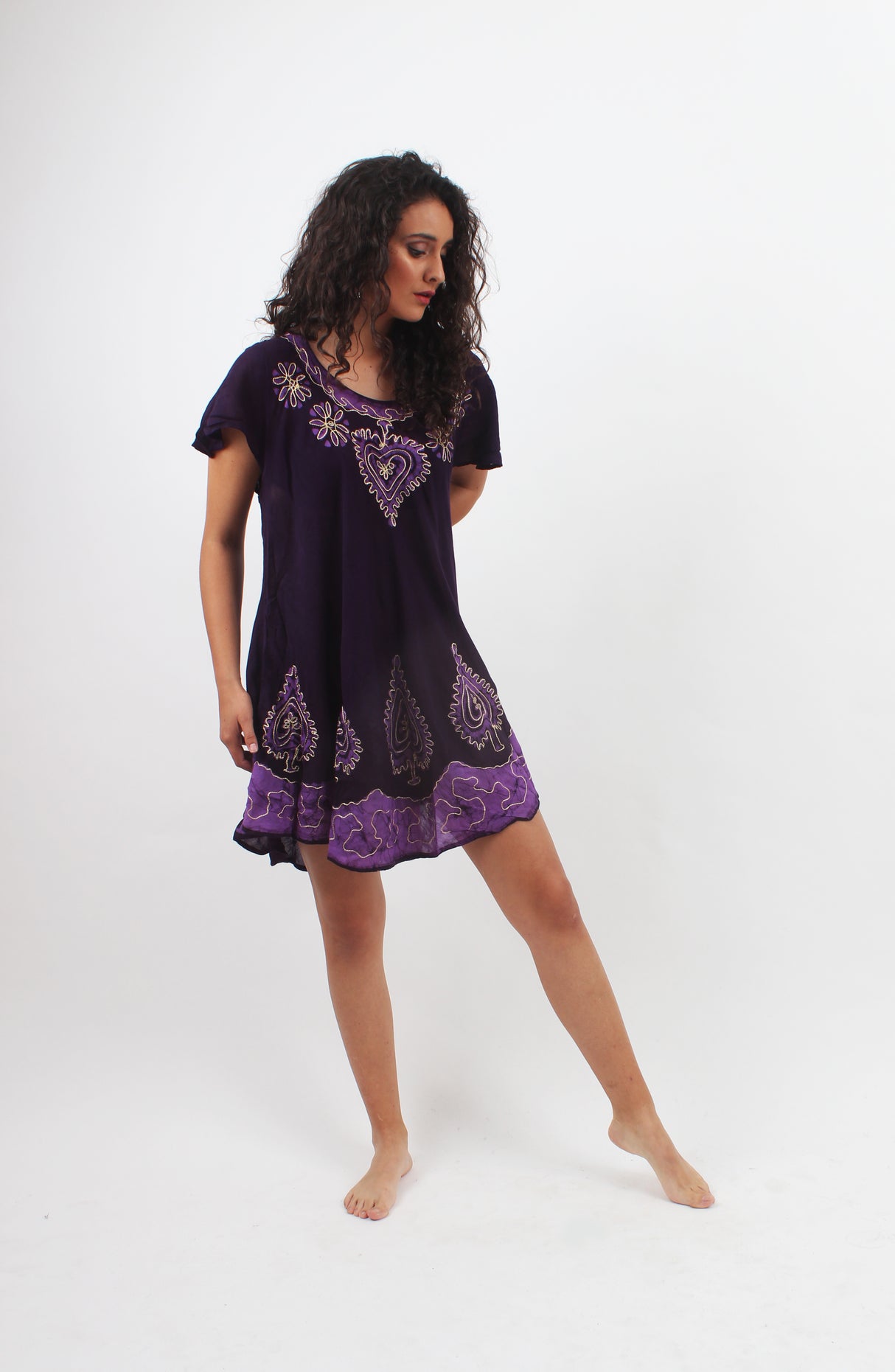 Vestido Corto con Bolsillos - Morado