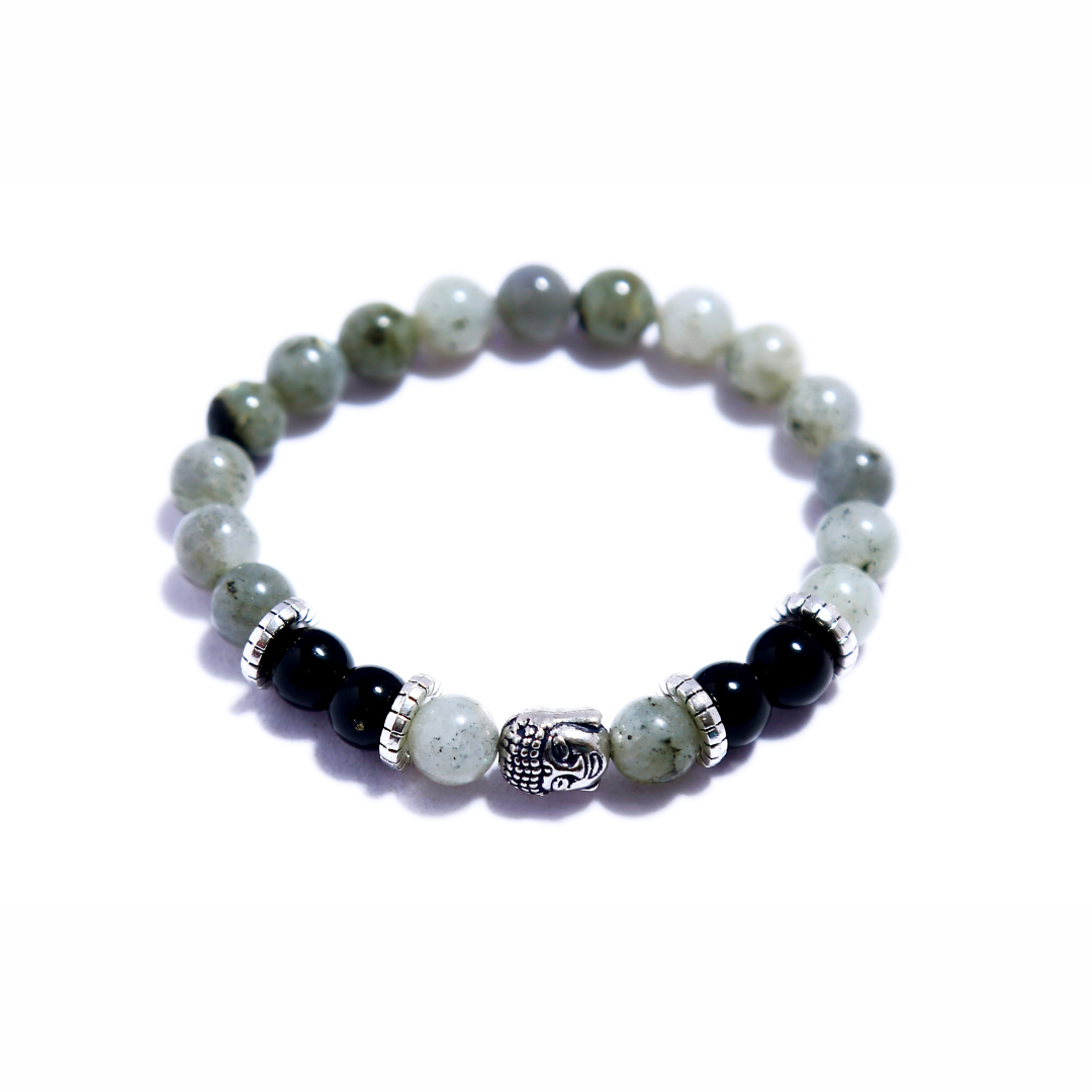 Pulsera Budda Black Charm Labradorita