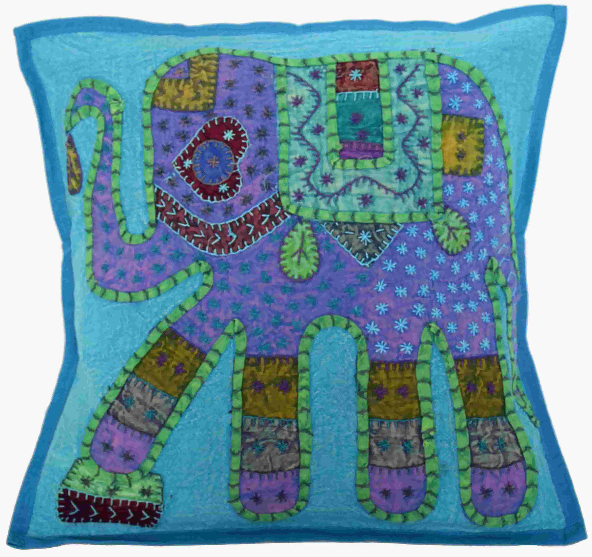 Fundas De Cojín Elefante Bordado - Celeste