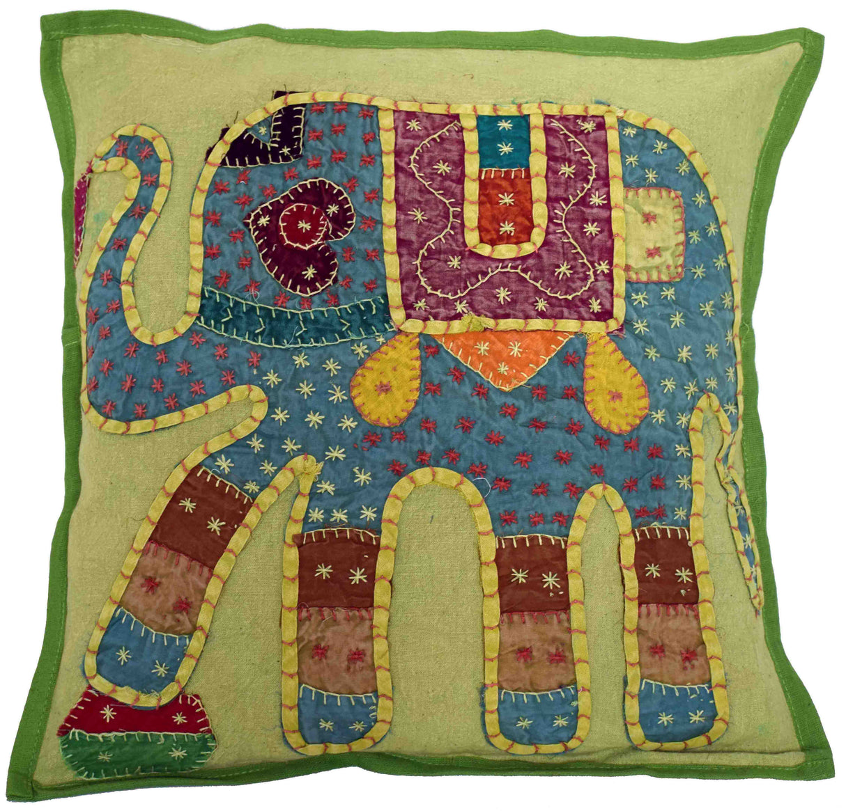 Fundas de cojín elefante bordado - verde