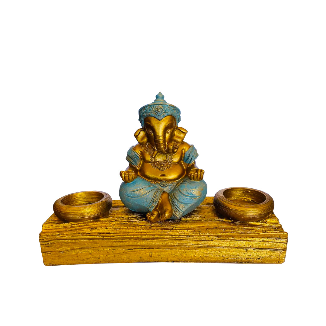 Porta Vela Ganesh Blue&Gold