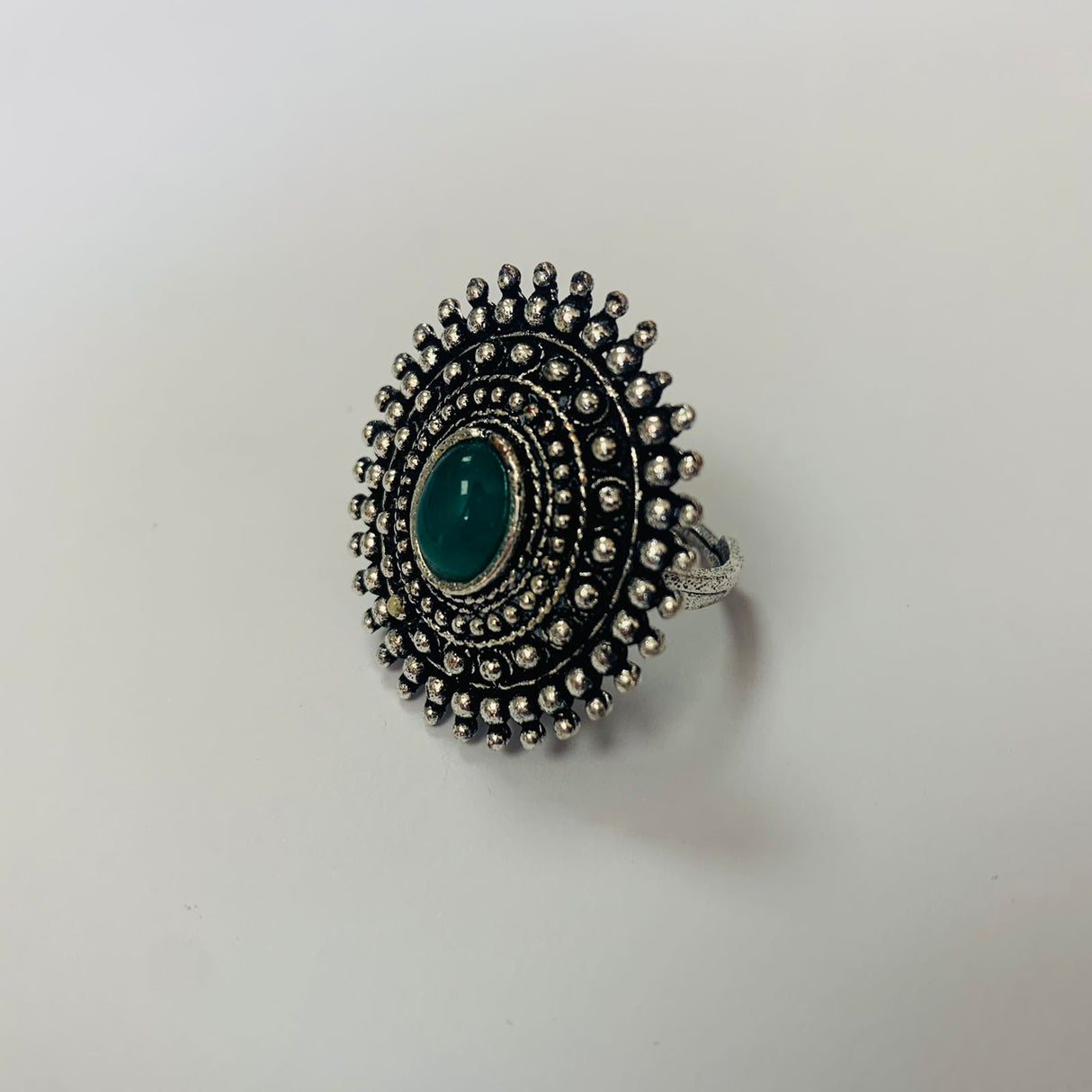 Anillo Tribal Silver Jade Verde