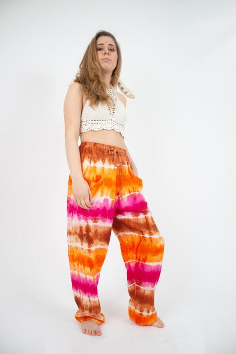 Pantalon Teñido Tricolor Rosado - Naranja