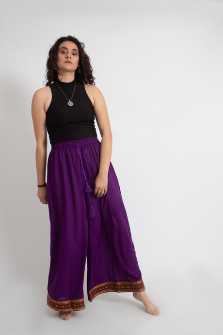 Pantalon Palazzo Morado Bordado Inferior