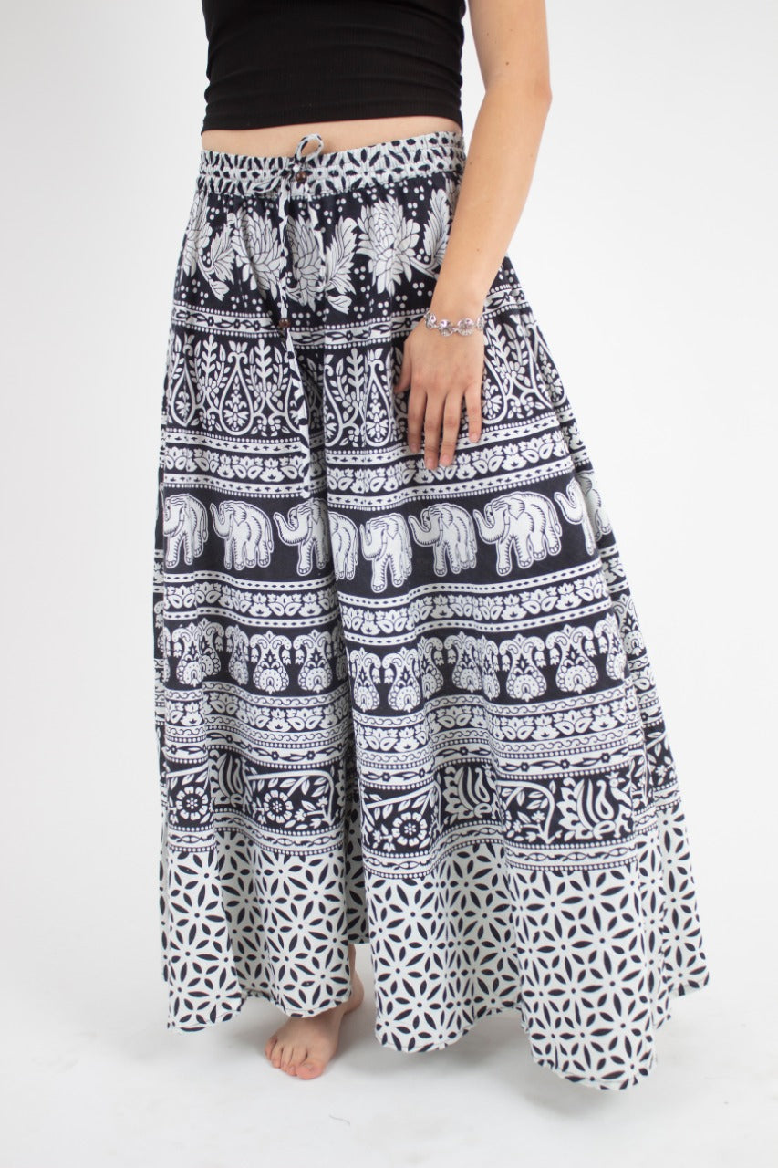 Pantalon Palazzo Negro Estampado