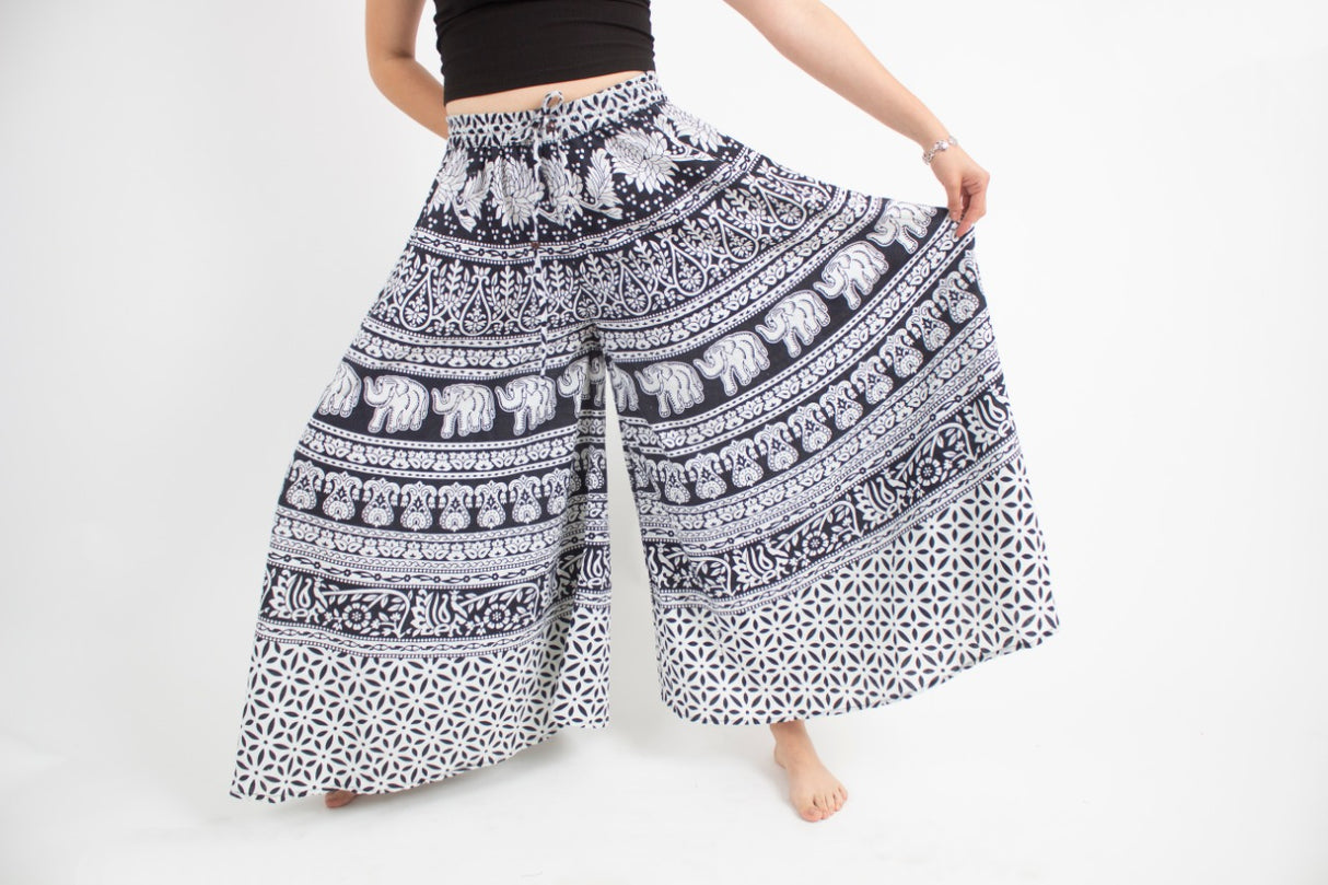 Pantalon Palazzo Negro Estampado