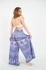 Pantalon Palazzo Estampado Completo Azul y Morado