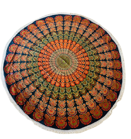 Pareo - Cubre cama mandala redondo Green Drop