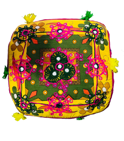 Cojin bordado a mano Rosado y Amarillo