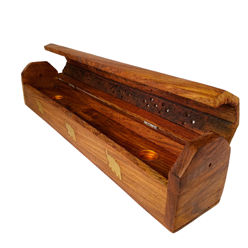 Porta Incienso Caja de Madera - Elefante