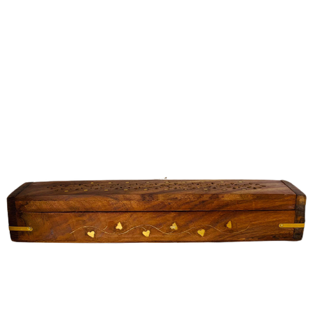 Porta Incienso Caja de Madera - Corazones