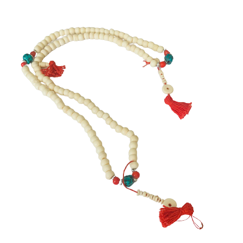 Rosario - Japa Mala Blanco Stone Green & Red 8 mm