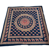 Cubrecama Mandala Azul - Elefantes Rojos | 2 Plazas