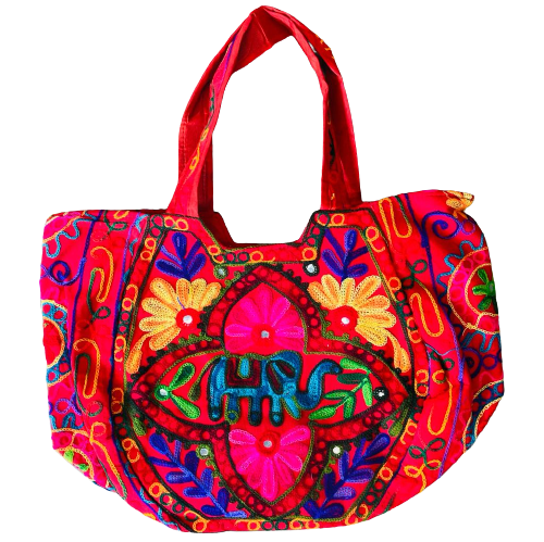 Bolso Playero Flor Elefante - Rojo