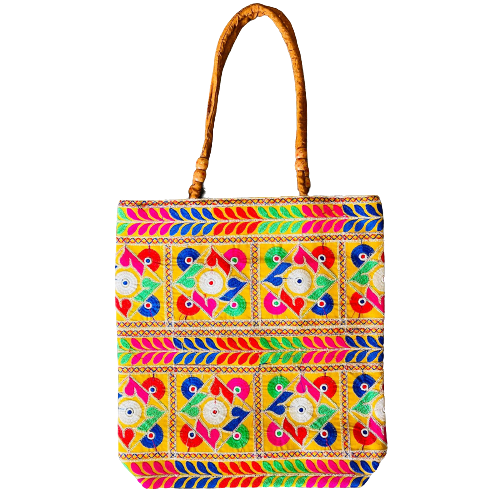 Cartera Bordado Hindú - Diseño Mostaza